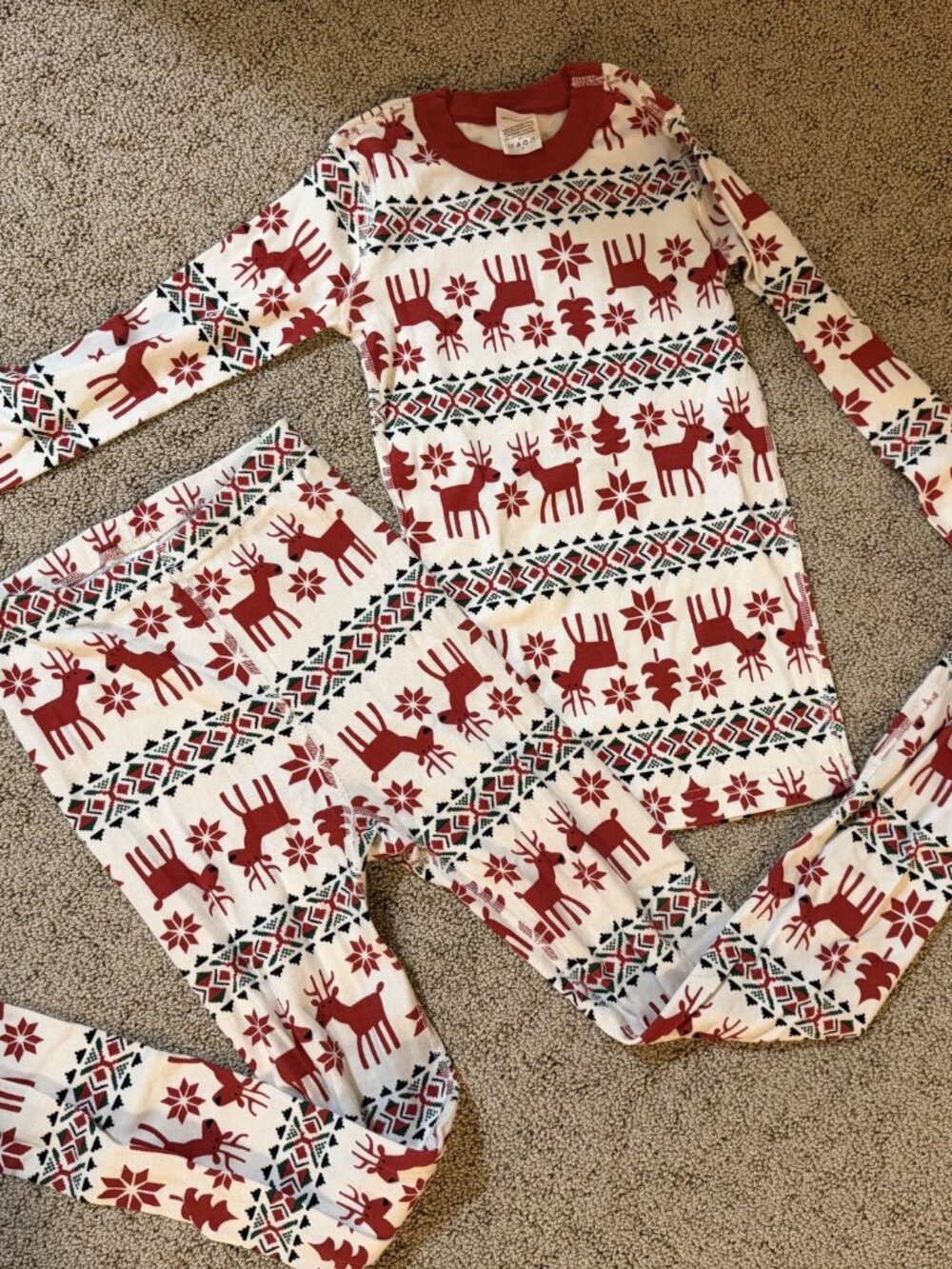 Hanna Andersson Reindeer Fair Isle Pajamas Set 150 US 12 Organic Cotton